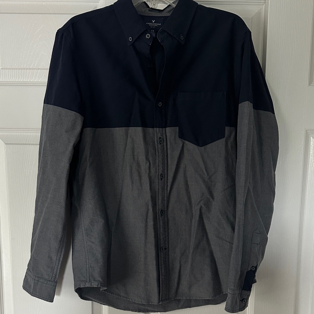 American Eagle Outfitters Black and Gray Dress Shirt